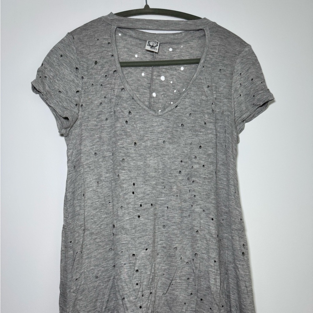 Sourpuss Gray Distressed V-Neck Top